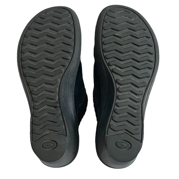 UGG Gael Black Suede Wedge Mule Clogs Wool Lined Size 9 - Picture 8 of 12